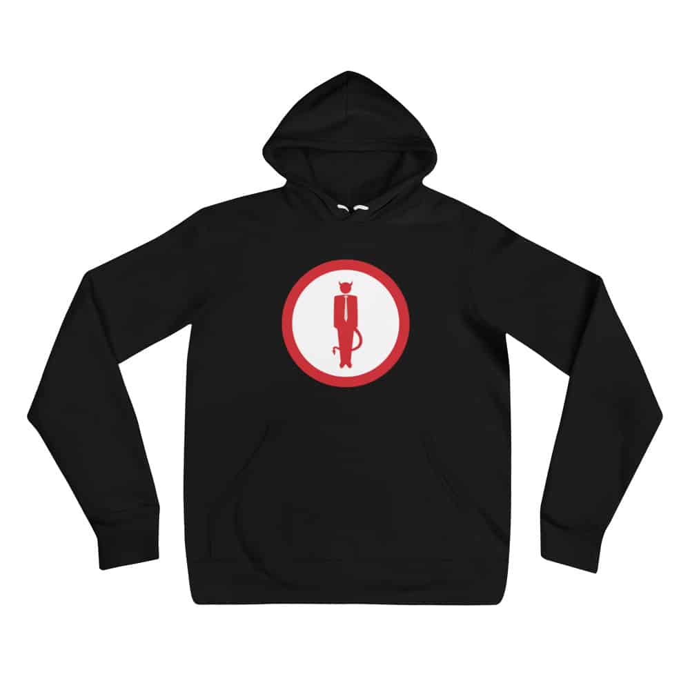 White and Red Swindled Logo on Black Hoodie